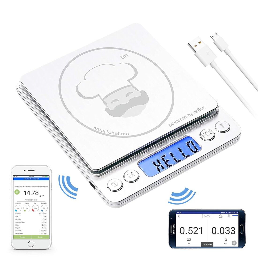 Reflex 500g / 0.01g Digital Pocket Wireless Smart Food Kitchen Scale Grams and Ounces USB Rechargeable